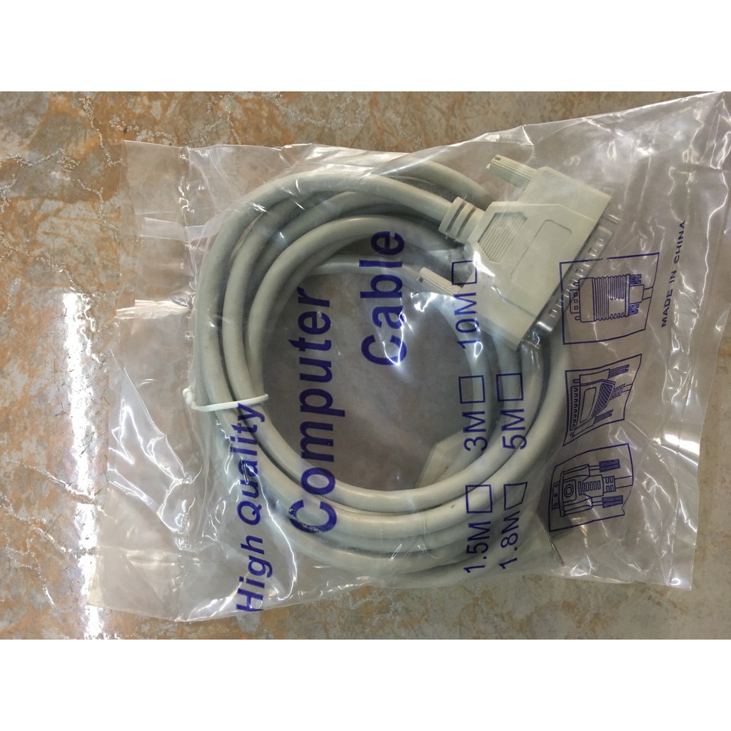 Cáp máy in LPT đầu đúc, sợi to loại tốt dài 1.5m