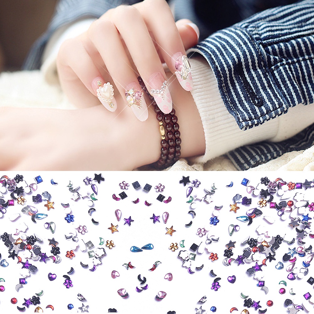 Bộ 1000 Hạt Đá 3D Đính Móng Nghệ Thuật Sáng Tạo