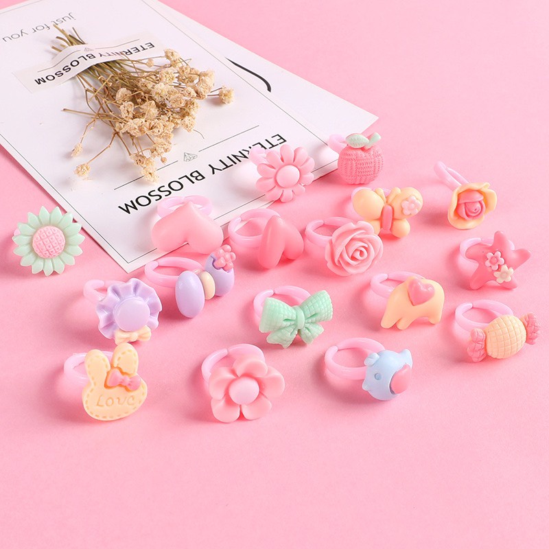Nhẫn Nhựa Trẻ Em Đáng Yêu, Ngộ Nghĩnh Nhiều Hình Size 1cm Cho Bé Gái