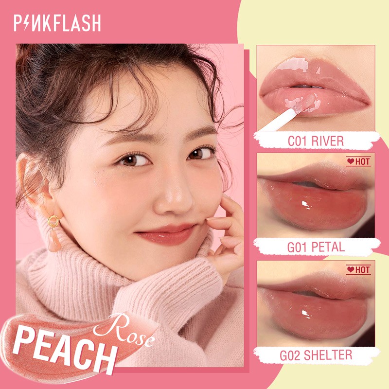 Set 3 Thỏi Son Bóng Pinkflash Ánh Nhũ Thiết Kế Quyến Rũ G01 + G02 + G03 Trang Điểm Thời Trang  3 Pieces