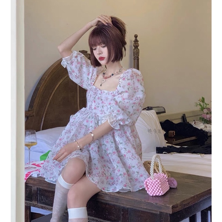 LILLY DRESS Đầm babydoll voan organza ngắn xoè bồng hoạ tiết hoa nhí phong cách ulzzang SAM SAM BOUTIQUE