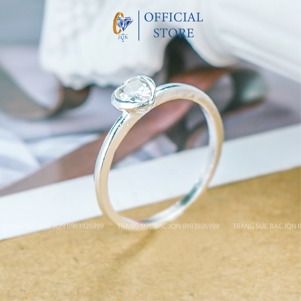 Nhẫn Bạc Nữ JQN Nhẫn Bạc Trơn Mặt Trái Tim Nhỏ Xinh N28