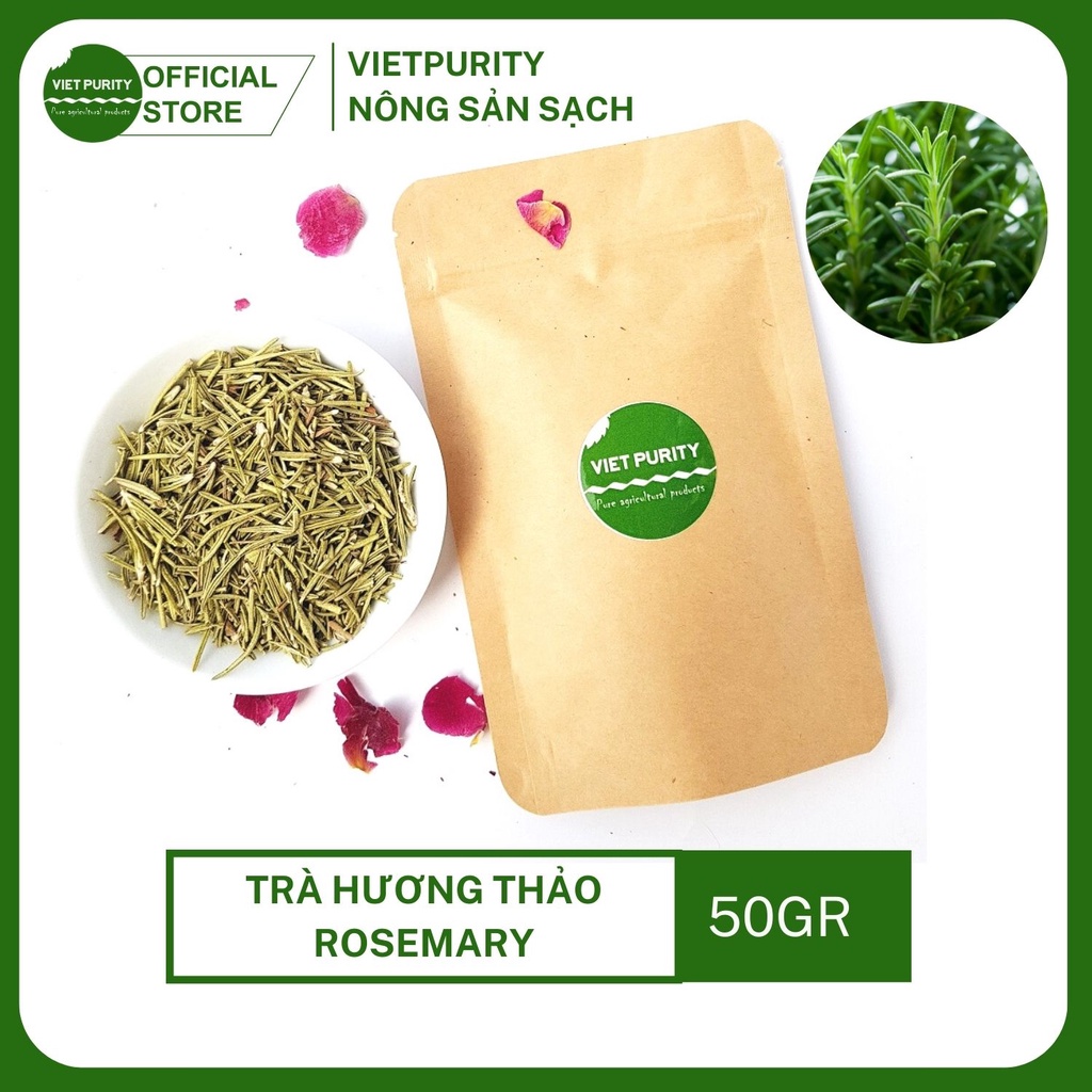 Lá hương thảo rosemary Vietpurity sấy khô 50g - Dùng làm trà, gia vị ướp