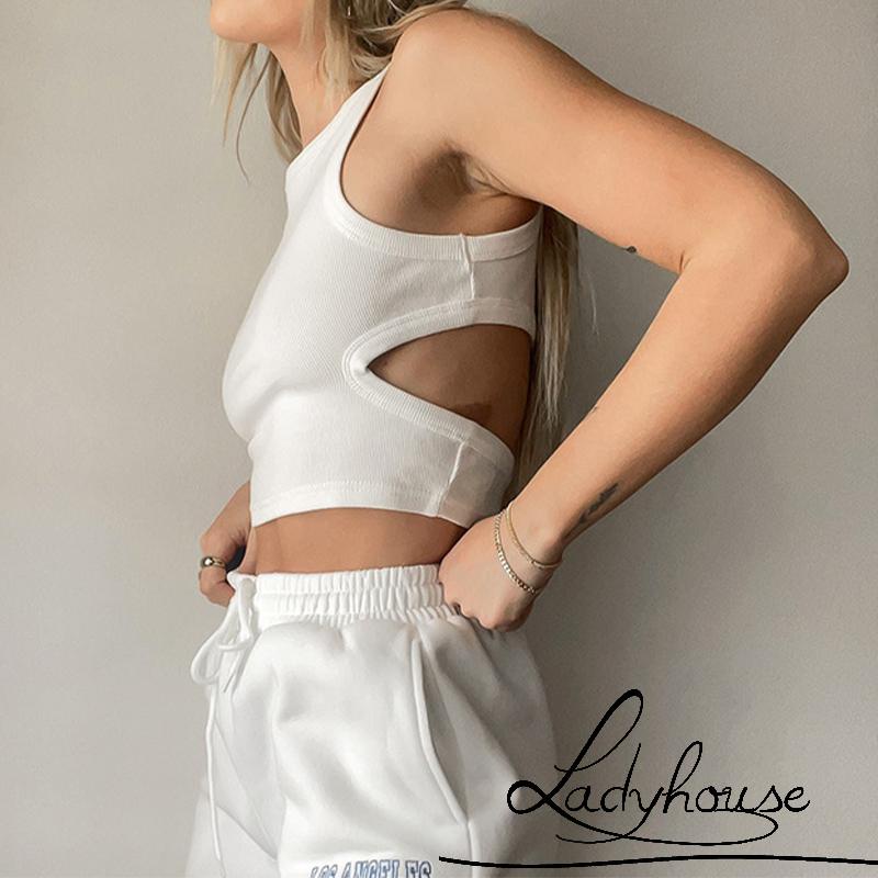 Áo Croptop Sát Nách Màu Trơn Khoét Lưng Ôm Dáng Cho Nữ