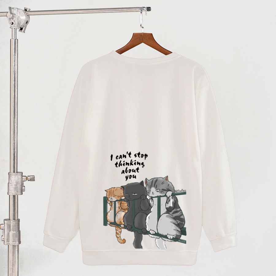 Áo dài tay trơn NỈ BÔNG Unisex Monster X Street Mèo Lan Can Sweater Ulzzang cặp đôi nam nữ form rộng oversize Hàn Quốc