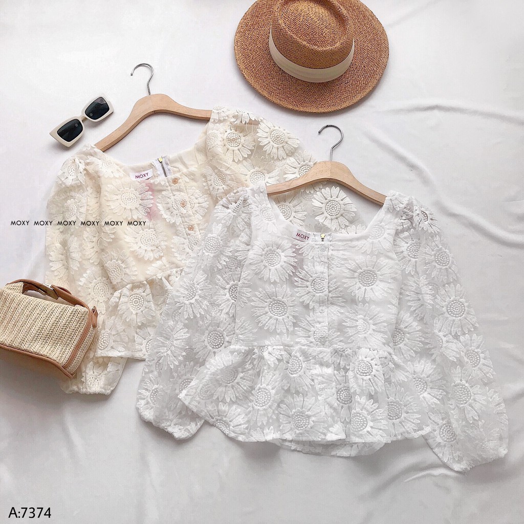 SP007374-Áo peplum hoa cúc