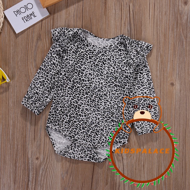 Jumpsuit Cotton Họa Tiết Da Báo Dễ Thương Cho Bé Gái 0-24 Tháng Tuổi