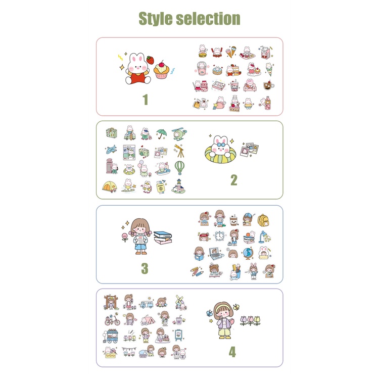 Flowertree Sticker Bộ 40 cái nhãn dán trang trí sổ sách xinh xắn