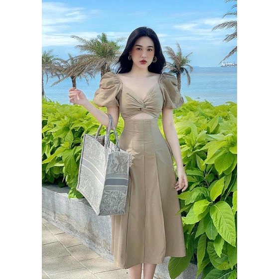 Váy maxi thô tay bồng cut out siêu độc lạ, màu sang tôn da_ảnh thật | BigBuy360 - bigbuy360.vn