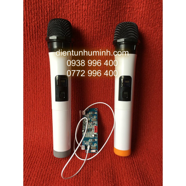 Bộ 2 Micro không dây cho loa kéo UHF Wireless mạch rời trắng _micro không dây