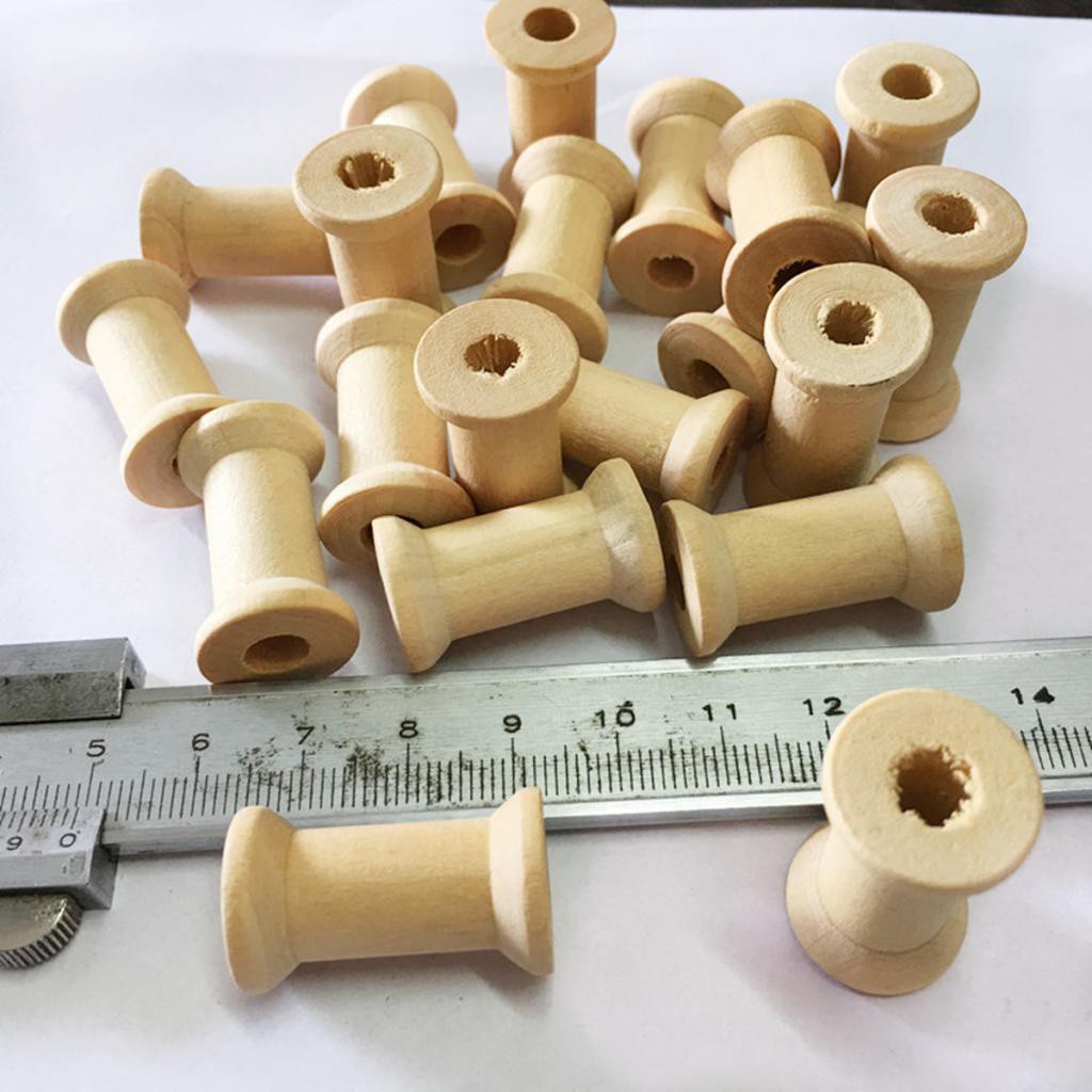 Bộ 20 ống chỉ bằng gỗ phong cách vintage