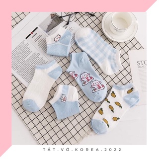 TẤT VỚ NỮ CỔ NGẮN 📛FREESHIP📛TẤT VỚ NGẮN HOẠ TIẾT  GẤU XANH DƯƠNG PHONG CÁCH HÀN QUỐC DỄ THƯƠNG