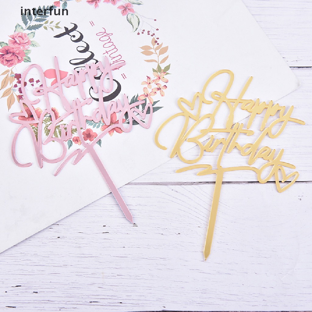 Que Cắm Trang Trí Bánh Kem Chữ Happy Birthday Bằng Acrylic