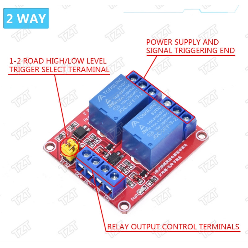 Mô Đun Rơ Le 2 Kênh 2 Chiều DC 5V 12V 24V Kích Hoạt Cường Độ Cao Và Thấp Có Phần Cách Ly Quang