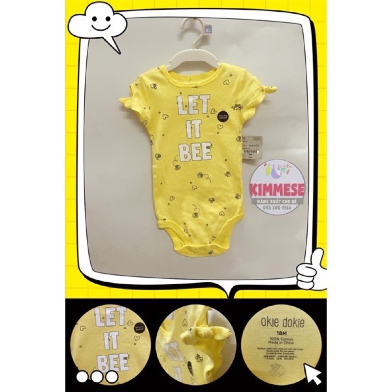 [Freeship + Hoàn xu 30k] Bodysuit body chip cotton Dokie - Vàng Let it bee - Tay ngắn - Bodysuit Cho Bé | BigBuy360 - bigbuy360.vn