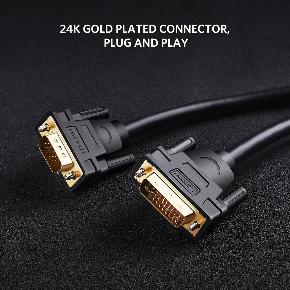 [Mã ELMALL10 giảm 10% đơn 500K] Cáp chuyển DVI-I (24+5) đầu đực sang cổng VGA đực độ dài từ 1-5m UGREEN DV102