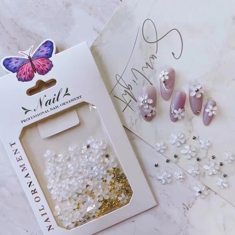 Phụ kiện charm hoa cánh gắn móng tay nail