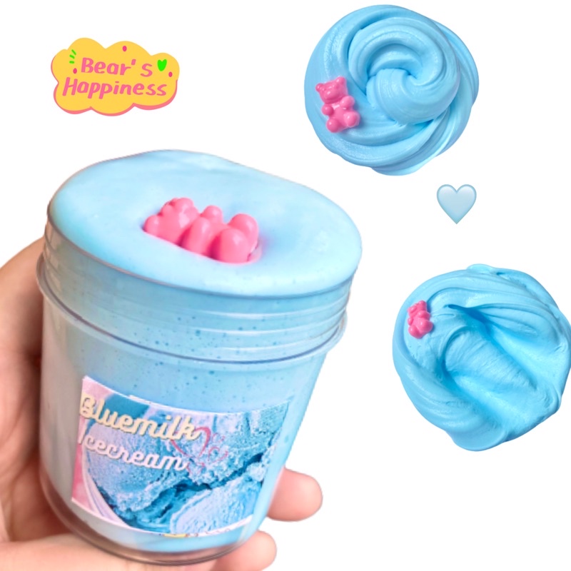 Bluemilk Icecream (tự chọn chất slime)/ Hủ 250ml/ Kèm charm kẹo dẻo gấu gummy bear/ Slime an toàn giá rẻ