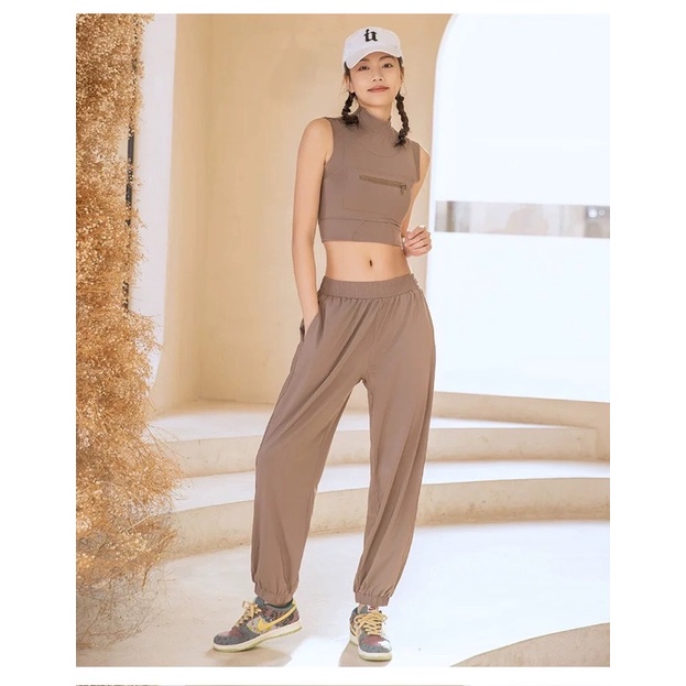 Set Bộ Jogger Thun Lụa Siêu Mềm Mại Tập Gym Yoga Chạy Nhảy Múa Đều Duyên Dáng