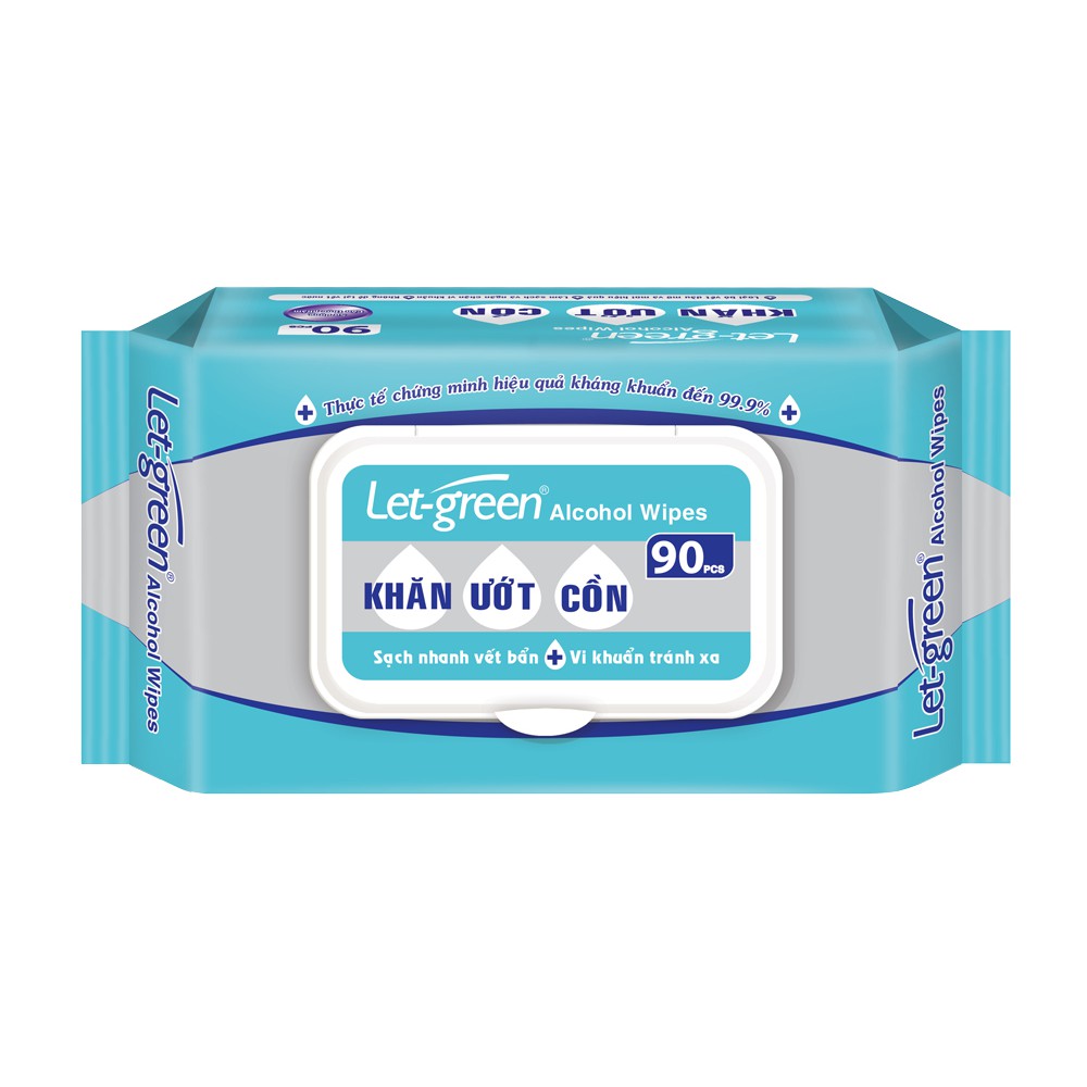 KHĂN ƯỚT CỒN LET-GREEN 90 MIẾNG