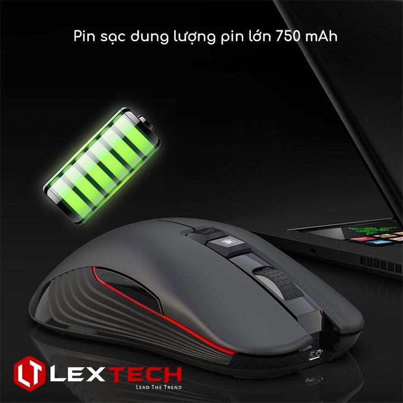 Chuột không dây gaming Lextech CT30 3600 DPI pin sạc Type C USB cho Smartphone Laptop PC Macbook