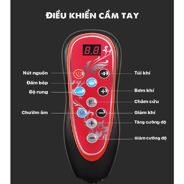 Máy massage lưng, hông, eo cao cấp  có rung, túi khí,xung điện chuyên mát xa lưng, thắt lưng, cột sống BEAME BM-L67