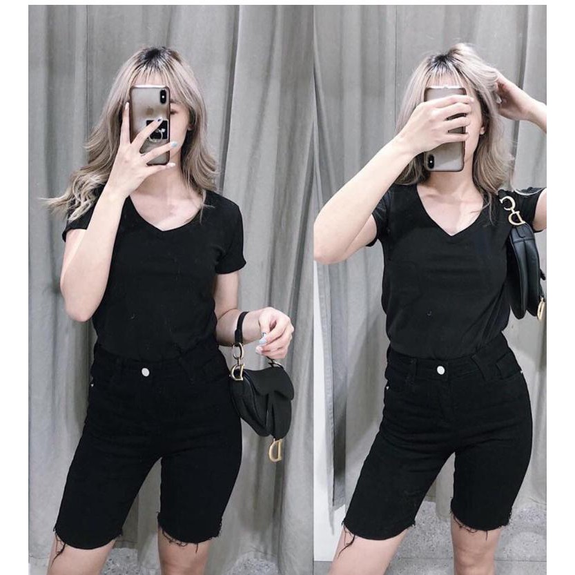 quần short jean NGỐ MÀU ĐEN TUA LAI SN-D1-22