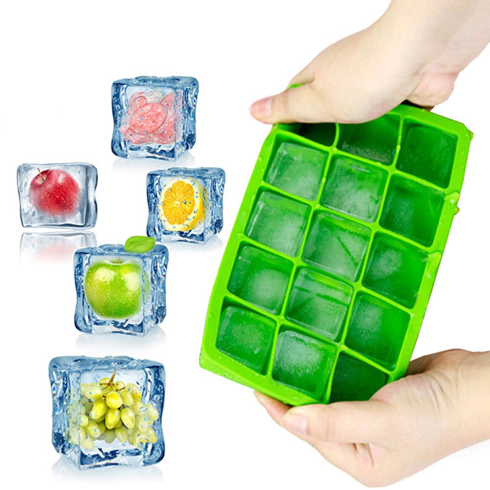 Khuôn Làm Đá Bằng Cao Su Hình Chữ Nhật 15 Ngăn