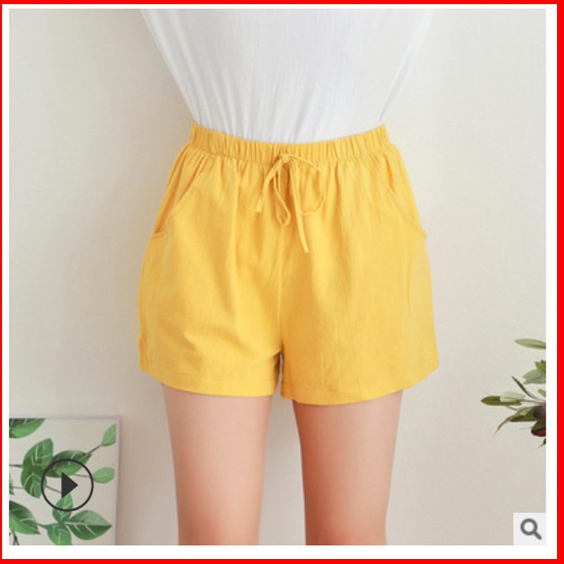 Quần Short nữ,Quần ngắn ống rộng&gt; chất vải quần thun cotton