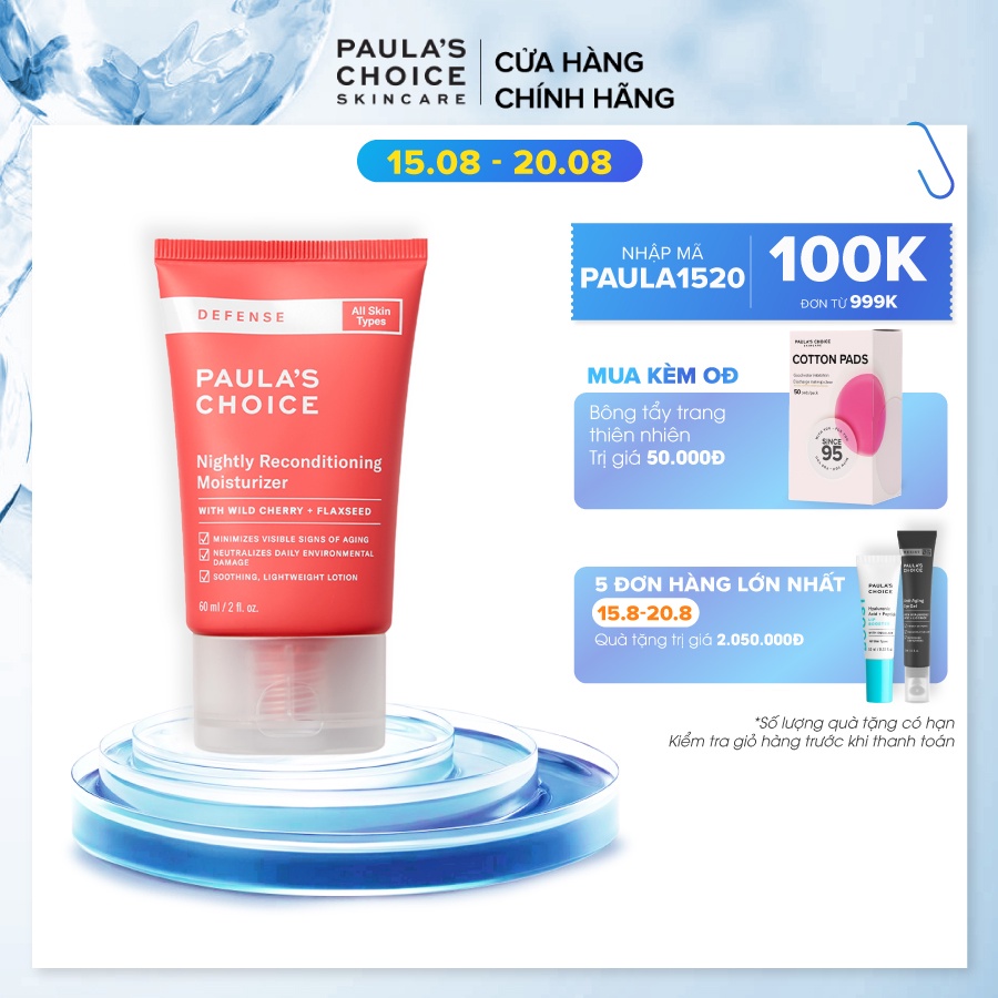 Dưỡng ẩm ban đêm khôi phục vẻ tươi trẻ cho làn da Paula's Choice Defense Nightly Reconditioning Moisturizer 60ml 2220