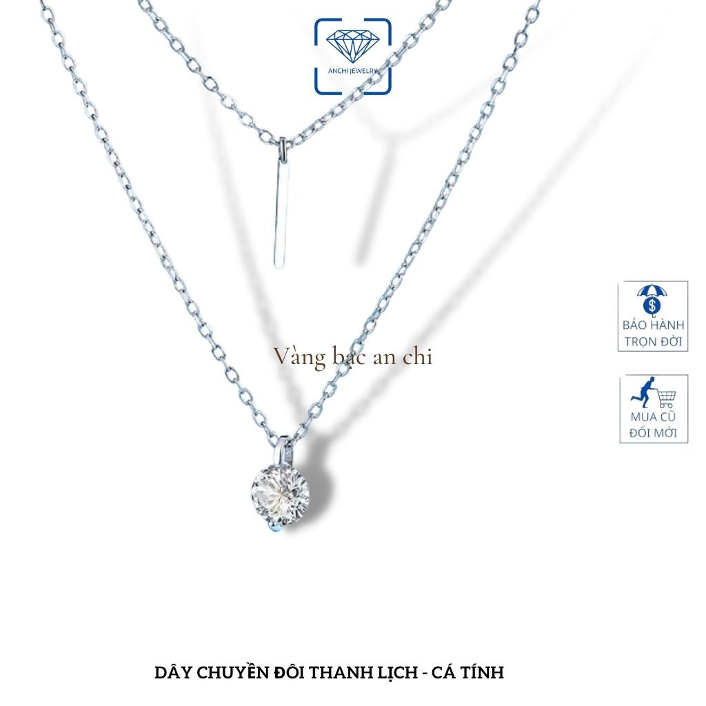 Dây chuyền 2 tầng + 2 mặt - chuẩn bạc ta mạ vàng sáng đẹp , Anchi jewelry