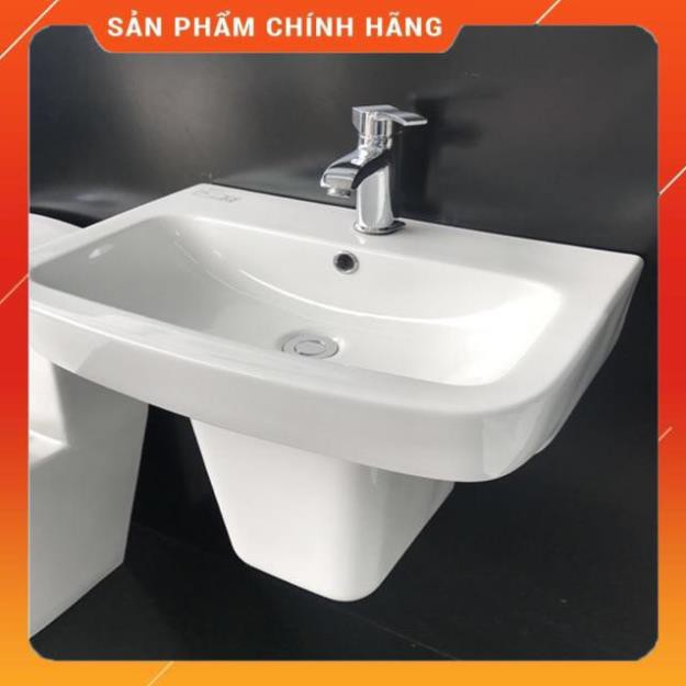 (SALE) Bộ Chậu Rửa Lavabo Và Chân Ngắn Treo Tường Viglacera CD50- men nano chống bám bẩn