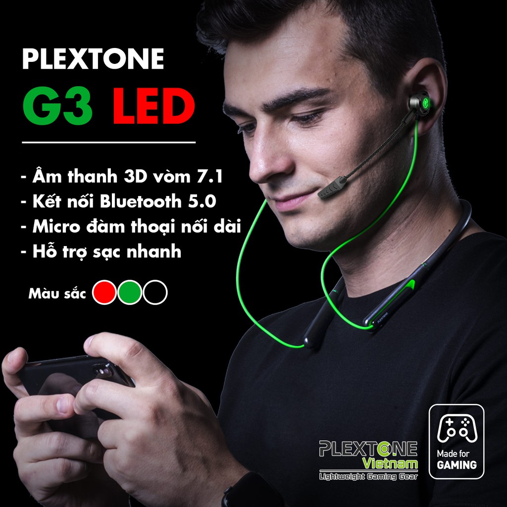 [LIMITED] Tai nghe Gaming Không dây Plextone G3 LED Bluetooth 5.0 có MIC nối dài Đàm thoại gaming