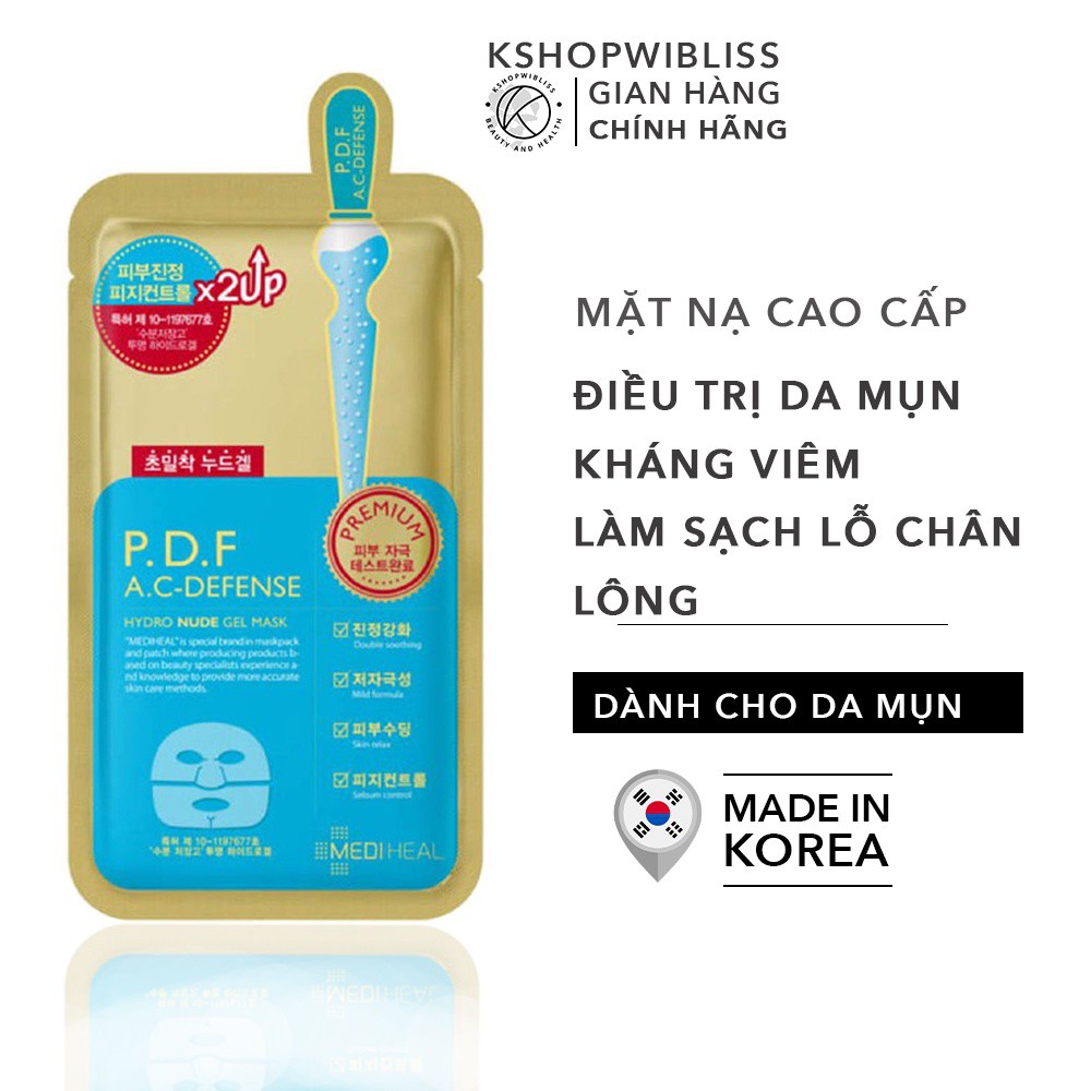 Mặt nạ cao cấp làm dịu da dành cho da mụn Mediheal P.D.F A.C-Defense nude gel mask