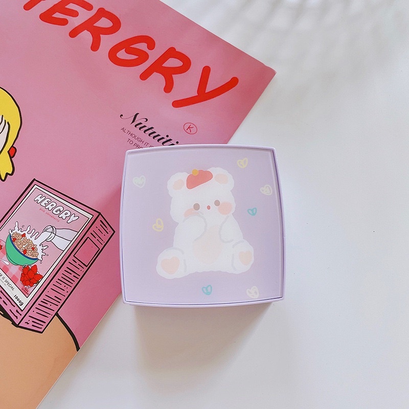 Khay Gương Lens Gấu Vuông Mẫu Mới - Case Đựng Lens