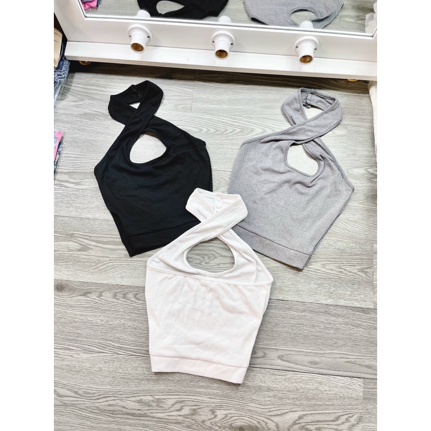 áo yếm xoắn chéo cổ giọt nước sexy cài 2 nút sau u