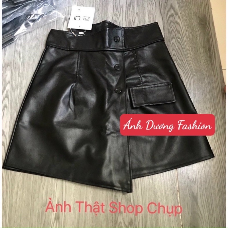 Chân Váy Da Nữ Cạp chéo 3 cúc_Quần giả váy phong cách Hàn Quốc😍cực Sexy😍Ảnh Thật | BigBuy360 - bigbuy360.vn