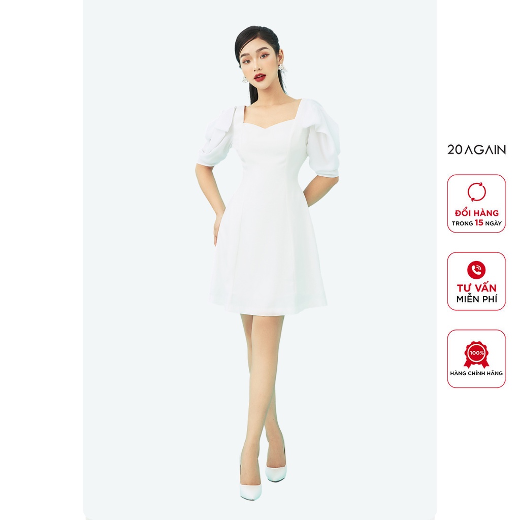 Đầm Xòe Nơ Bèo Tay 20Again DEA1589 | BigBuy360 - bigbuy360.vn