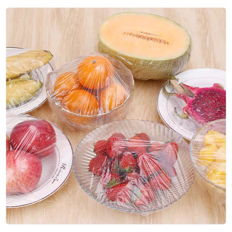 SET 100 CHIẾC Màng bọc thực phẩm co giãn siêu dai có chun kèm túi gấu - Mũ chùm đầu dùng 1 lần tiện lợi