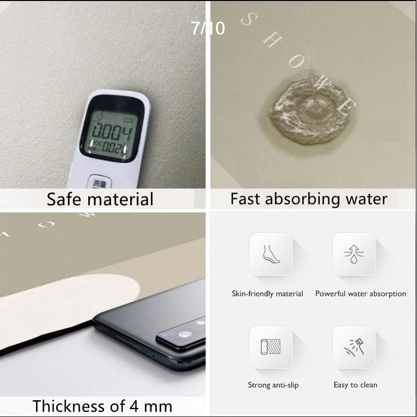 Thảm lót cửa chùi chân mềm mại thấm hút tốt chống trượt tiện dụng