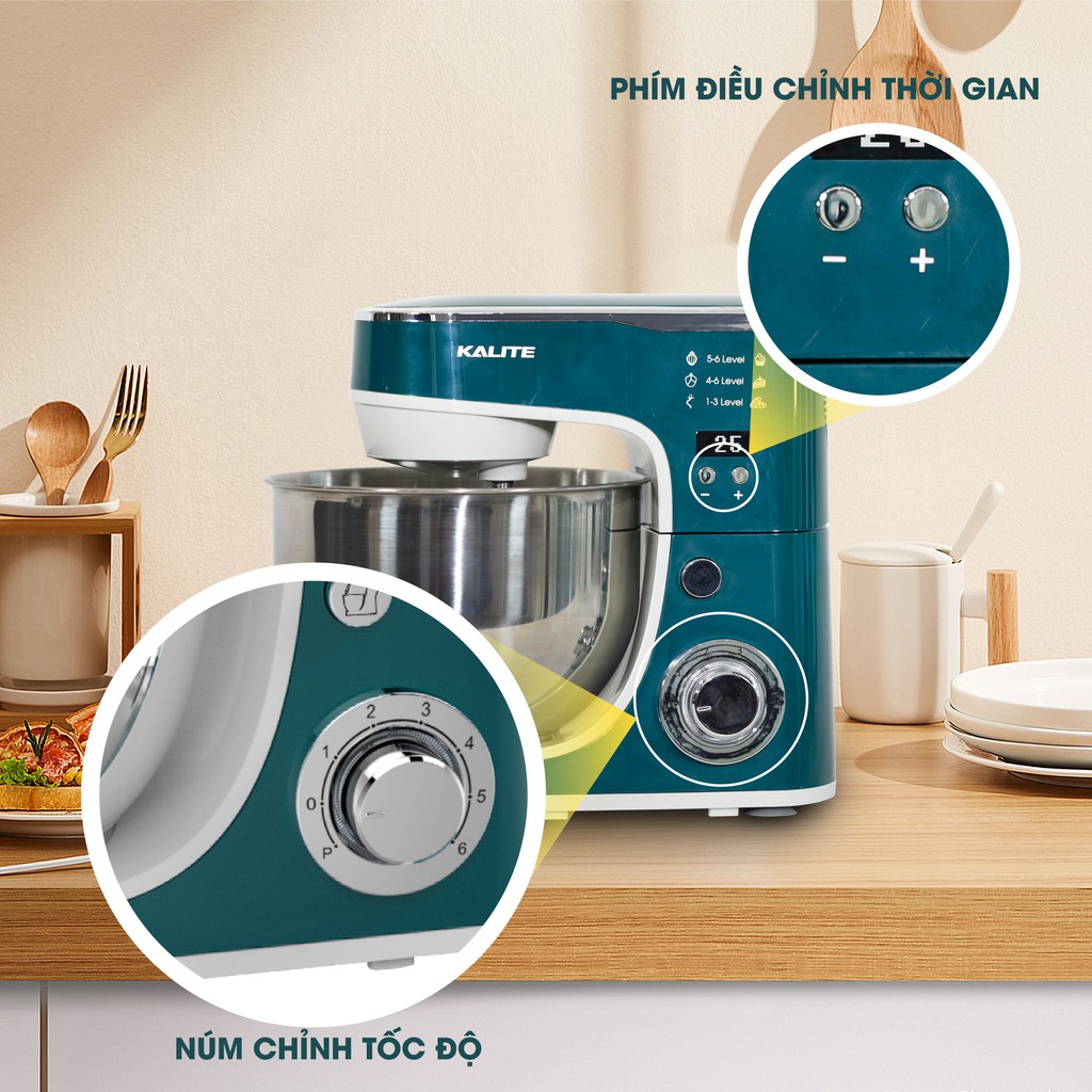 Máy đánh trứng trộn bột nhồi đa năng KALITE KL 960, công suất 1000W, dung tích 5L, hàng chính hãng