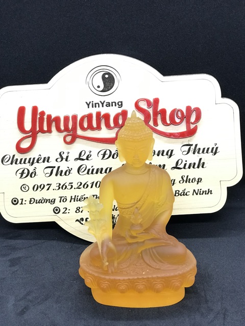 Tượng Phật Dược Sư Lưu Ly Màu Vàng Cao 12cm