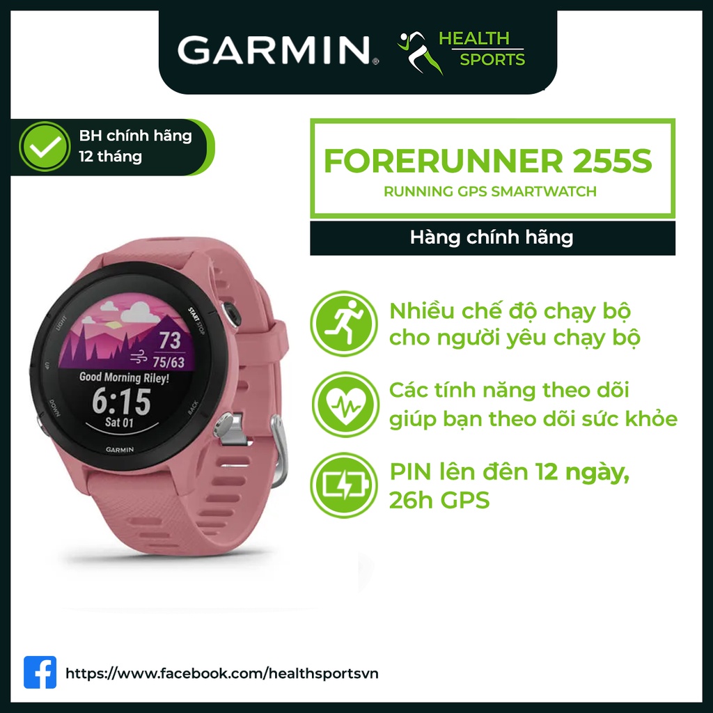 Đồng hồ thông minh chuyên chạy bộ Garmin Forerunner 255S (vòng tay nhỏ)