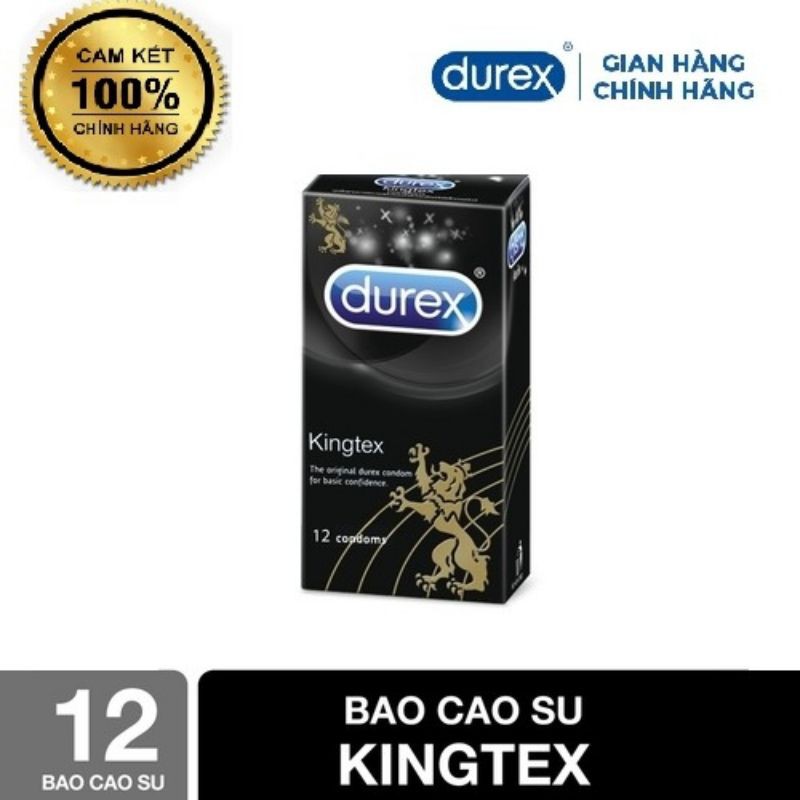 [DUREX Kingtex] Bao cao su chính hãng hộp 12 cái giá shock, vừa vặn với kích thước đa số đàn ông người Việt