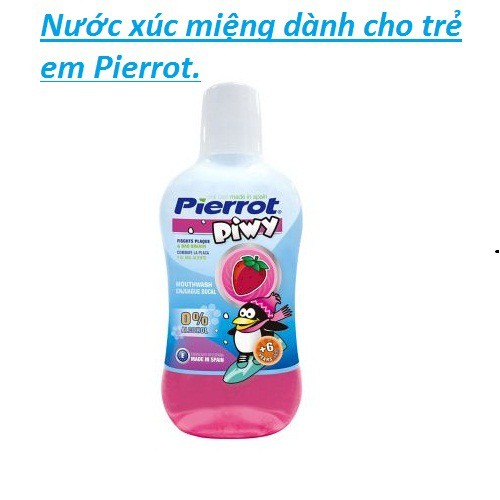 [Tặng cạo lưỡi] Nước súc miệng hương dâu tây cho trẻ em Pierrot 500ML