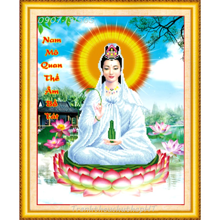 Tranh thêu chữ thập Phật bà LV3268 - tự thêu