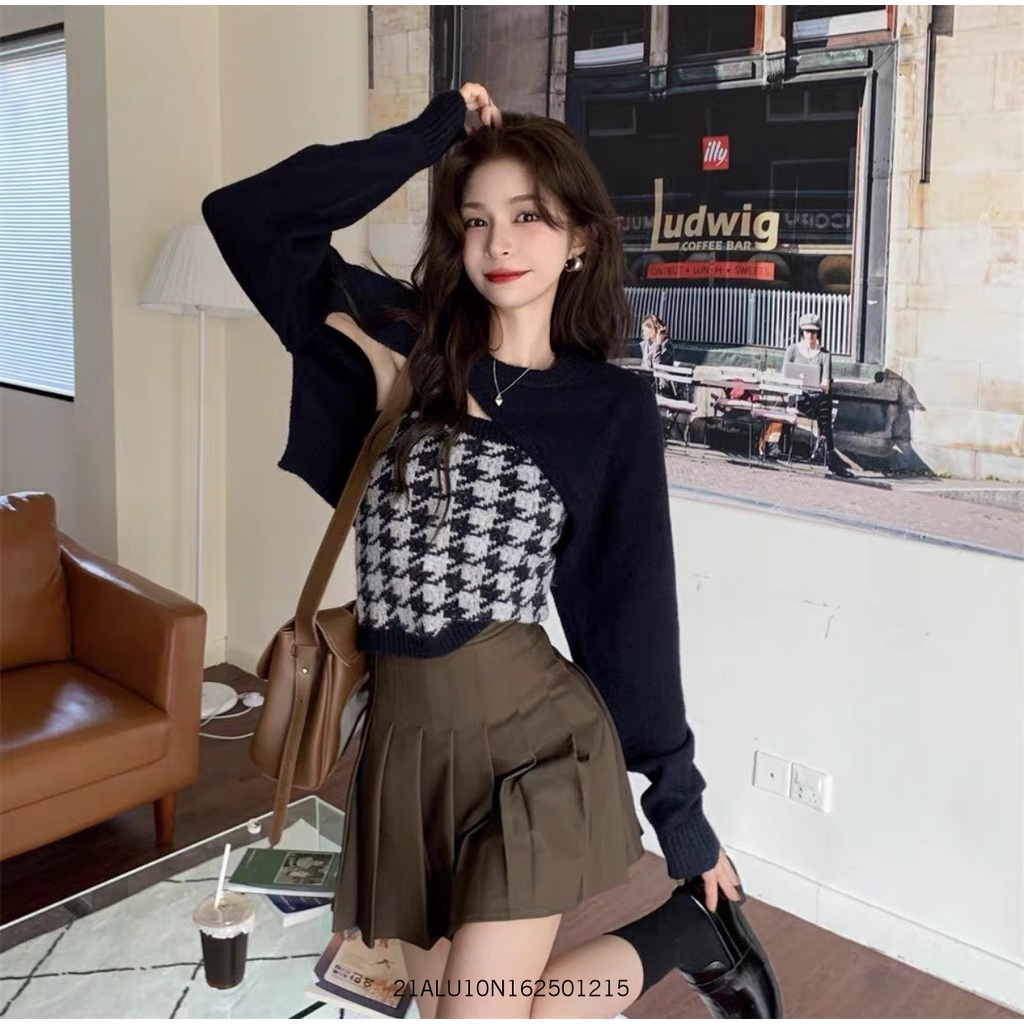 Set áo len thổ cẩm 2 dây + áo khoác cánh dơi thời trang Hàn Quốc Fmstyle Saigon 21ALU10N162501 | BigBuy360 - bigbuy360.vn