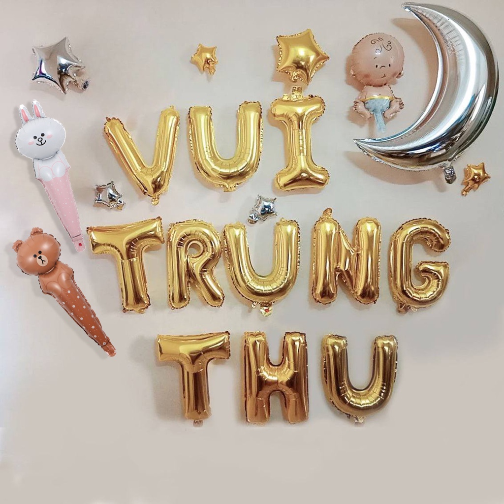 Trang Trí Trung Thu Cùng BirthdayDecor, VUI TRUNG THU Đầy Đủ Như Hình Tặng Kèm Đồ Bơm Băng Dính Bóng