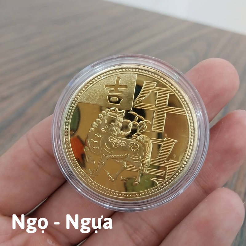 Đồng Xu 12 Con Giáp Mạ Vàng Treo Oto, Xe Máy Phong Thủy