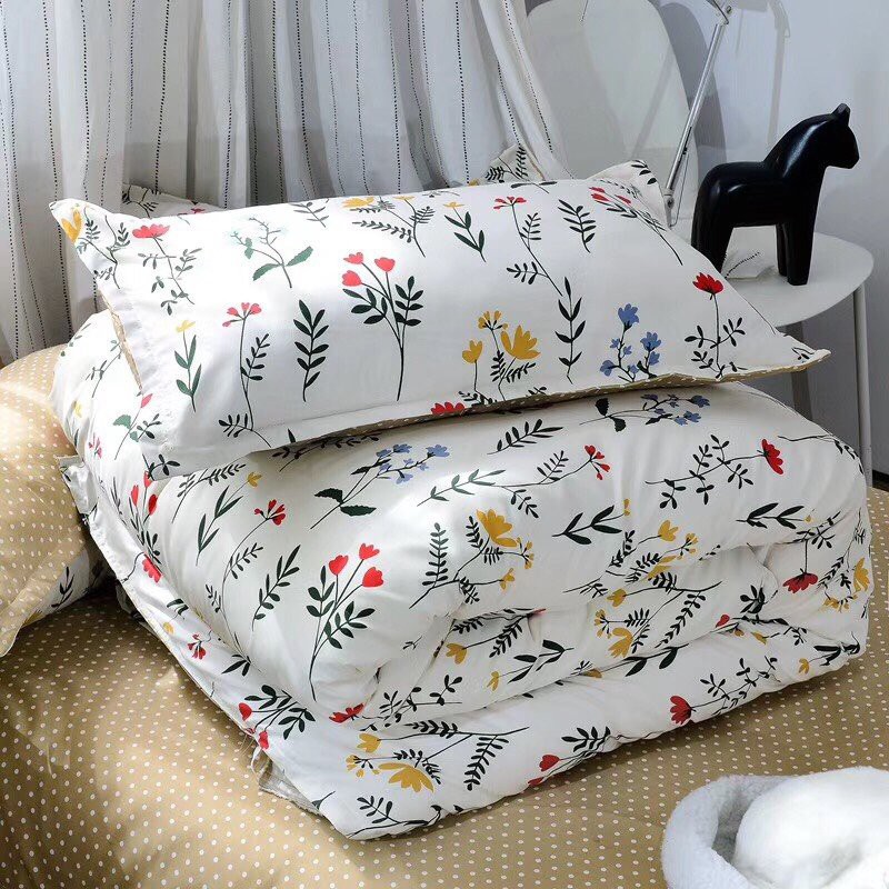 Bộ vỏ chăn ga gối cotton poly Lidaco decor phòng ngủ vintage - Hoa Mùa Hạ (SP000900)